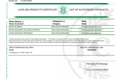 certificato BIO.1
